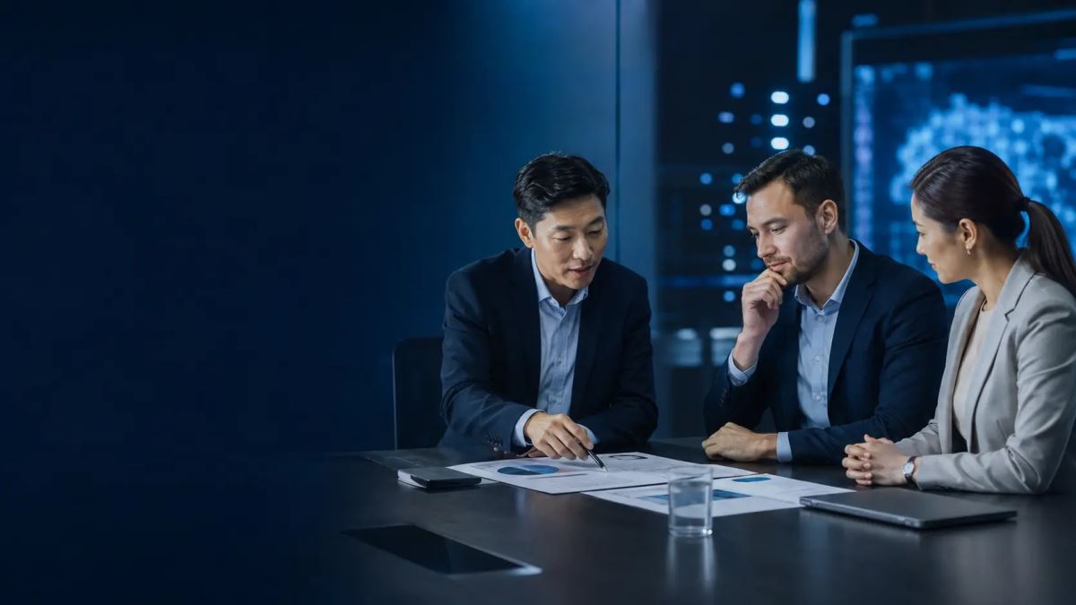 企業團隊在資安戰情室討論社交工程風險